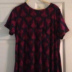 Lularoe Carly Dress S Small pink feathers EUC